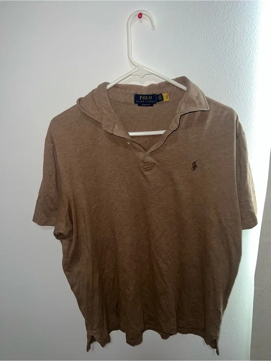 Ralph Lauren Brown Short-Sleeve Polo Shirt with Embroidered Pony