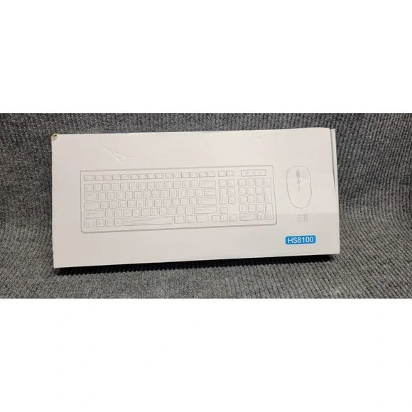 RECCAZR HS8100 Wireless Keyboard and Mouse Combo Cream White 2.4GHz USB Receiver