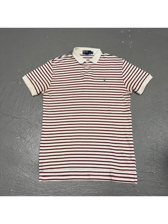 Polo Ralph Lauren White and Red Stripe Short Sleeve Polo Shirt