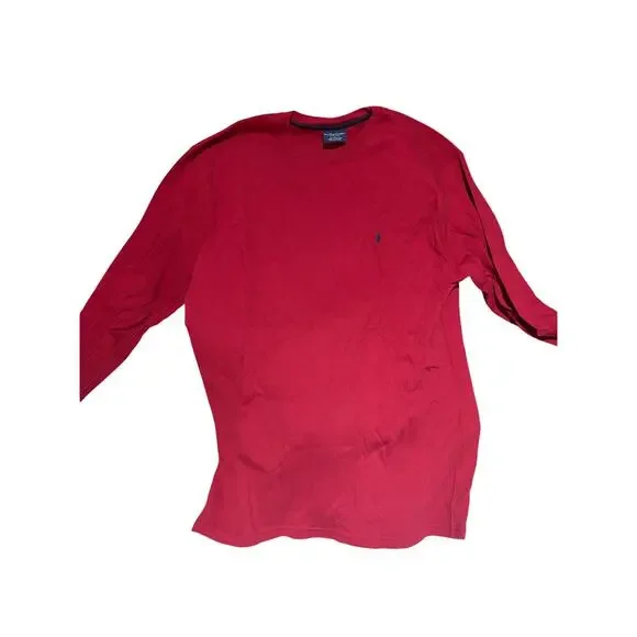 Ralph Lauren xl red all cotton waffle weave thermal long sleeve sleep shirt euc