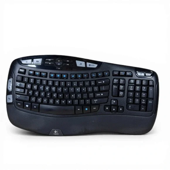 Logitech K350 Keyboard Wave Comfort Ergonomic Wireless Keyboard Black No Dongle