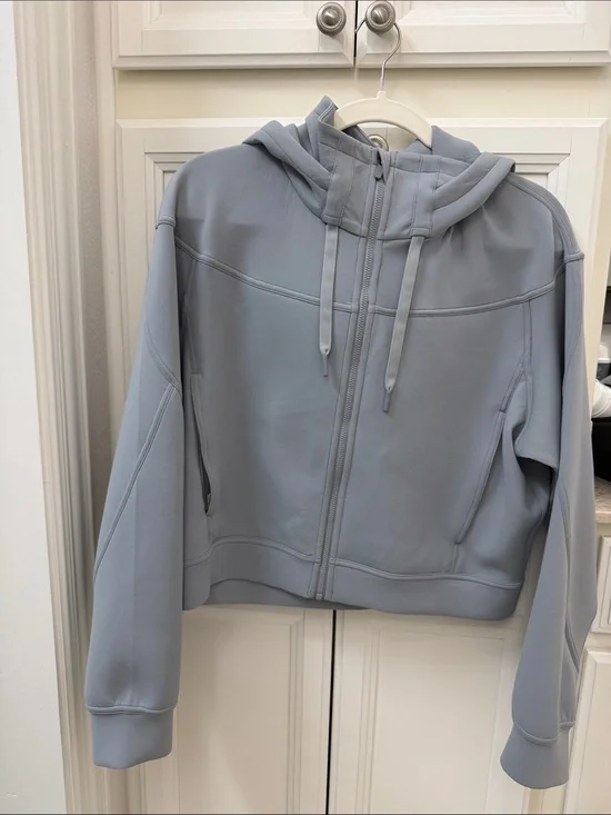 lululemon athletica Light Blue Hooded Zip Bomber Jacket