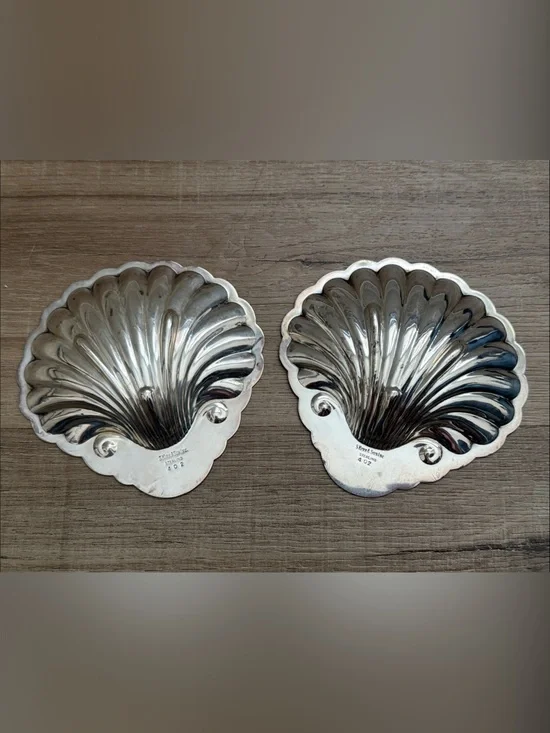 S. Kirk & Son Sterling Silver #402 Shell Bon Bon Dishes Pair 170g Vintage