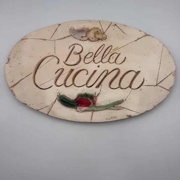 Al Pisano Bella Cucina Wall Plaque Country Carver 2002 Kitchen Decor Sign