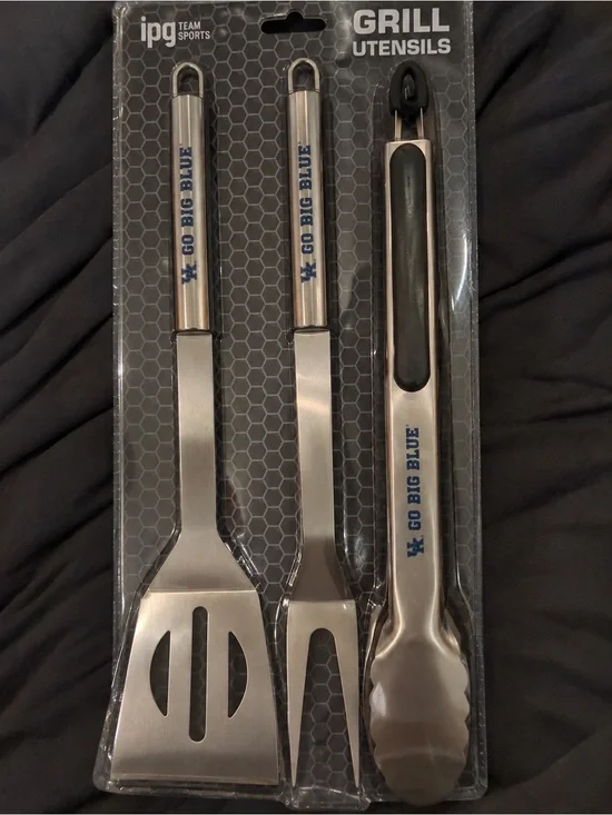 IPG Team Sports Stainless Steel Grill Utensil Set in Blue Logo UK Kentucky