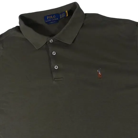 Ralph Lauren Flesh Pony Army Green Golf Polo Shirt Men's Classic Fit XL