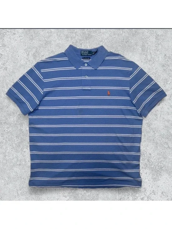 Polo Ralph Lauren blue and white stripped polo shirt