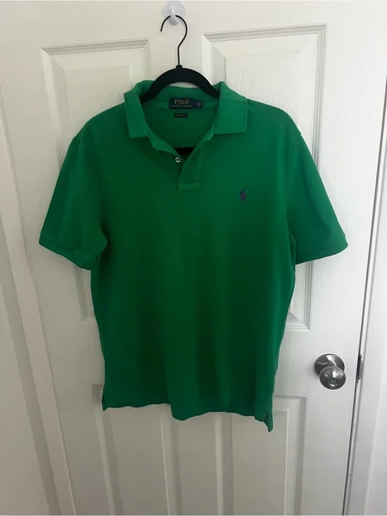 Ralph Lauren Green Polo Shirt with Purple Pony Embroidery