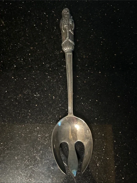 Godinger Antique-Style Santa Claus Silver Plated Serving Fork Spoon - Silver