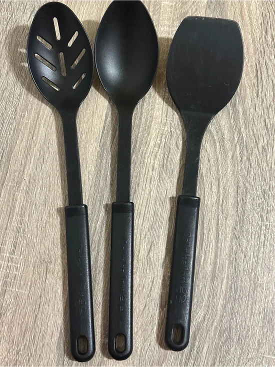 Lot of 3 Calphalon Nylon Turner Spatula & Slotted Spoon & Solid Spoon