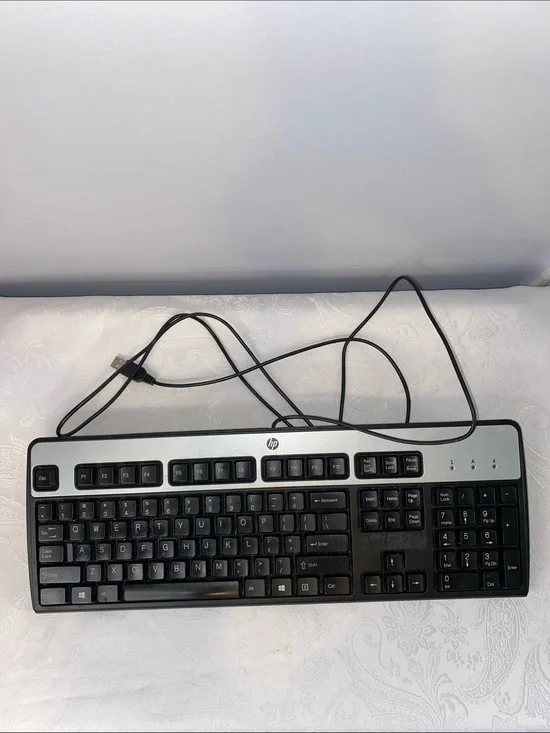 HP KU-0316 Wired USB Keyboard – Black & Silver