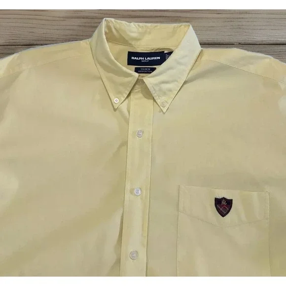 Mens‎ Ralph Lauren Golf Tilden Button Down Shirt Tilden Crest Sz Large/XL