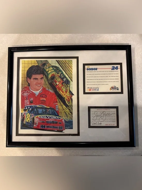 1993 Vintage Sam Bass Print in Frame Jeff Gordon 24 14.5