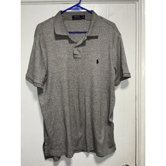 Polo by Ralph Lauren Men's Polo Shirt Gray Short Sleeve Size‎ Large Embroidered