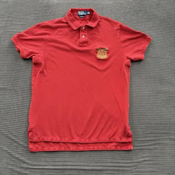 Polo Ralph‎ Lauren 381 Bleecker St New York City Polo Shirt Men XL Red Cotton.
