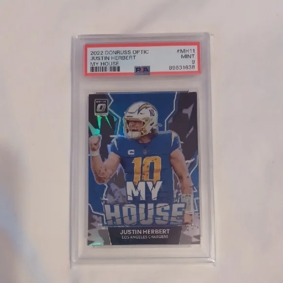 2022 DONRUSS OPTICJUSTIN HERBERT My House Trading Card PSA 9
