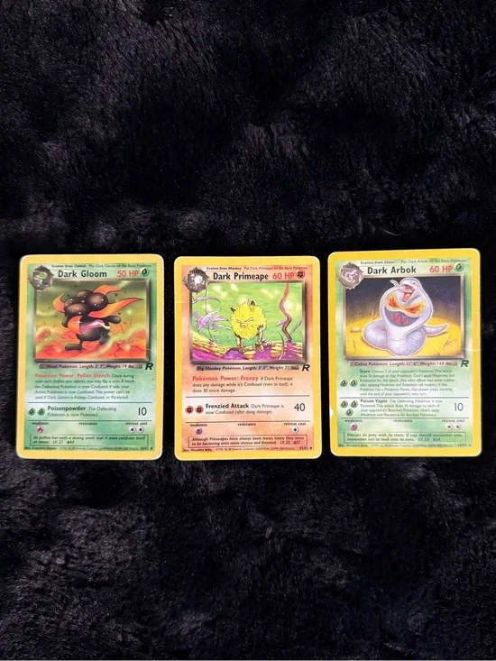 Pokémon Team Rocket Dark Arbok Dark Gloom Dark Primeape 3 Card Lot
