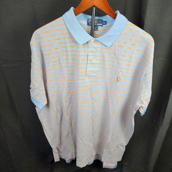Polo Ralph Lauren Blue With‎ Orange Stripes Size XL 100% Cotton