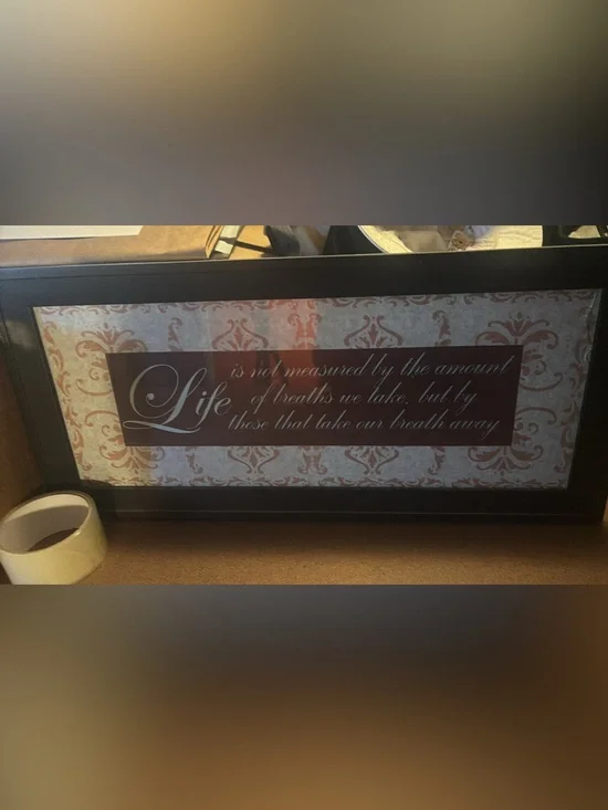 Inspirational 'Life' Script Wall Art in Brown and Cream - Brand