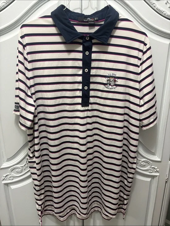 U.S. Open Striped Polo Shirt - Navy & White