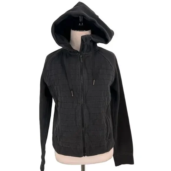 Lululemon Black Fleece Be True Quilted Hoodie Zip Up Jacket Size 4