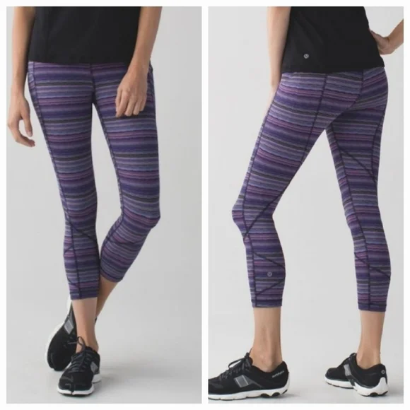 Lululemon Pace Rival Crop Leggings Space Dye Twist Ultra Violet Multi Size 4