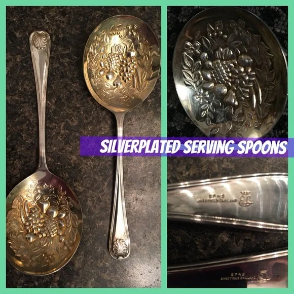 Set of Two Silver-Plated Serving Spoons