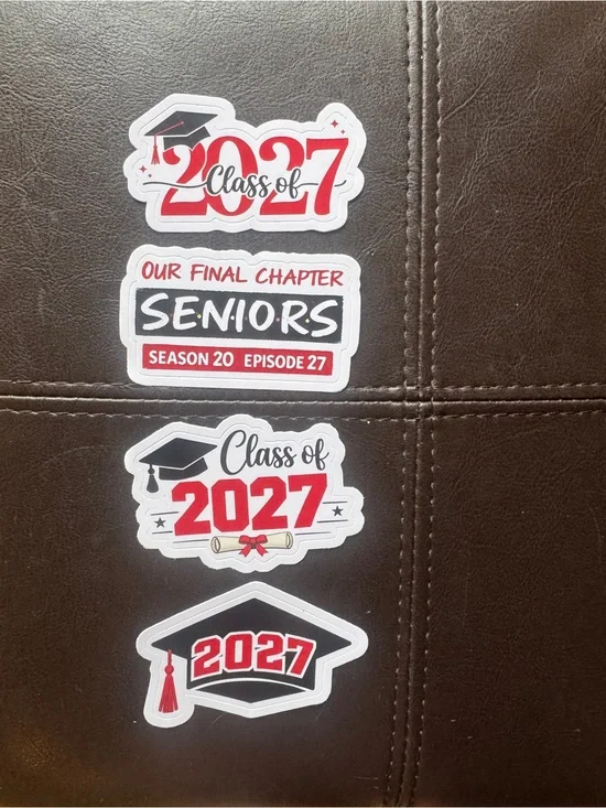 Class of 2027 Red & Black Graduation Sticker Set