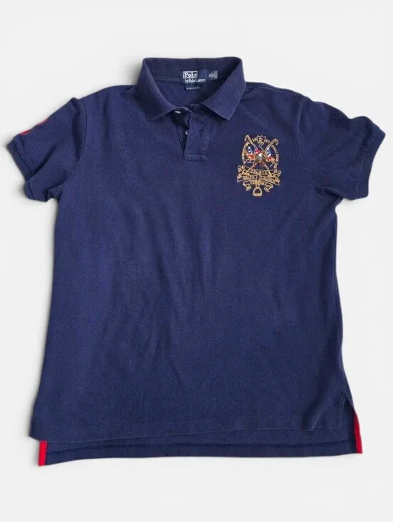 Polo Ralph Lauren Triple Pony Navy Blue Custom Fit‎ Polo Top