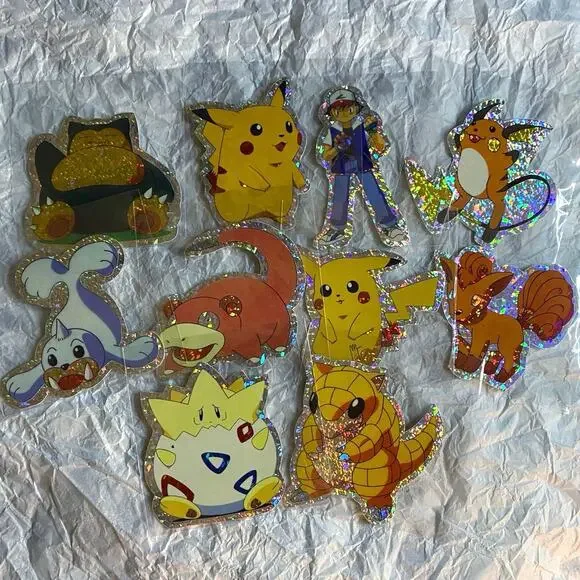 Vintage 90s Pokemon Rare Ice Holo Sticker Set of 10