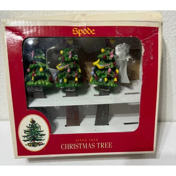 Spode Christmas Tree Canape Knives Set of 3 Stainless Steel Santa Spreaders Box