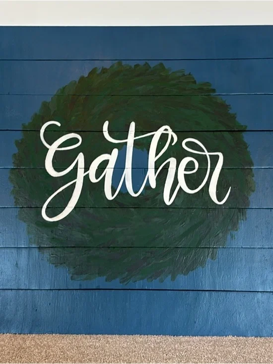 Gather Script Wall Art in Blue and Green