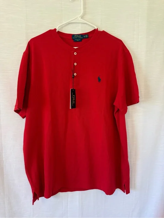 Polo by Ralph Lauren Red Short-Sleeve Henley Shirt