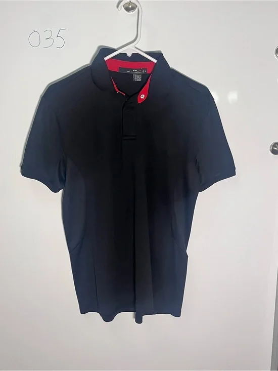 Men's Black Polo Shirt with Red Trim