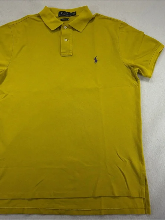 Polo Ralph Lauren Custom Fit Mens Large Yellow Short Sleeve Pony Polo Shirt
