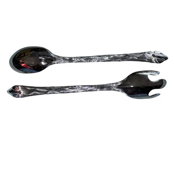 Vintage 1995 International Silver Co. Silverplated Santa Claus Spoon & Fork Set