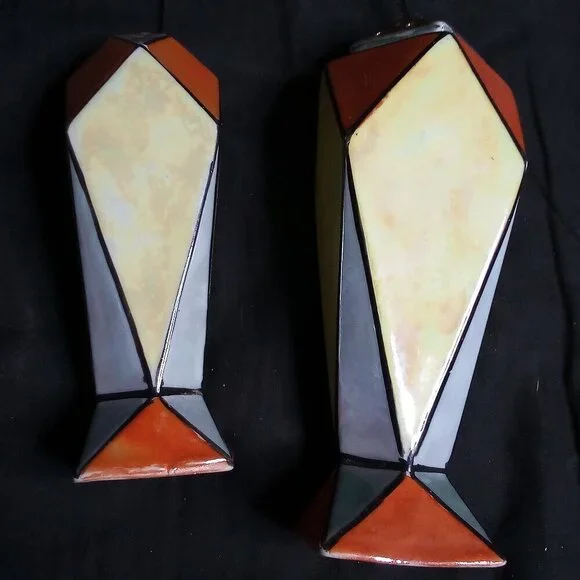 Vintage Art Deco Lusterware Cubist Geometric Sugar Shaker Set Japan (2)