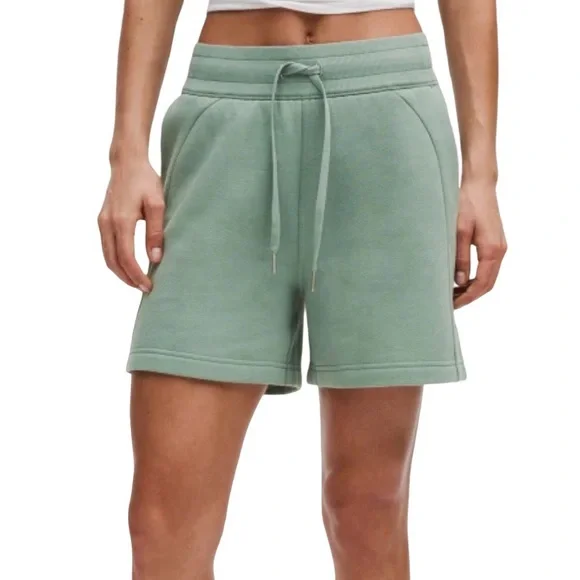Lululemon Athletica Scuba High Rise Sage Green Athletic Drawstring Waist Shorts