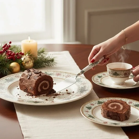 Spode Christmas Tree Cake Slice Server OS White New Serrated Holiday XT1104-X