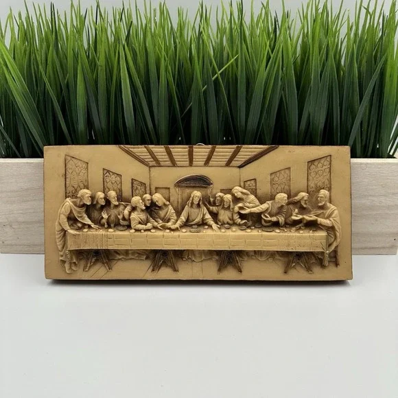 Vintage THE LAST SUPPER Hanging 3D‎ Wall Plaque Resin Raised Relief