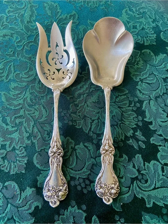 Alvin Majestic Sterling Silver set of Berry&Serving Spoons 8.8” with Hallmarks