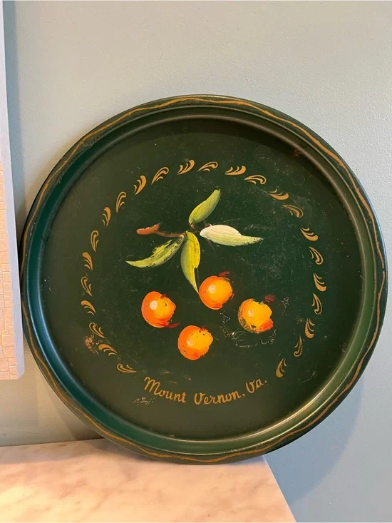 Mount Vernon VA Hand-Painted Green Fruit Wall Tray