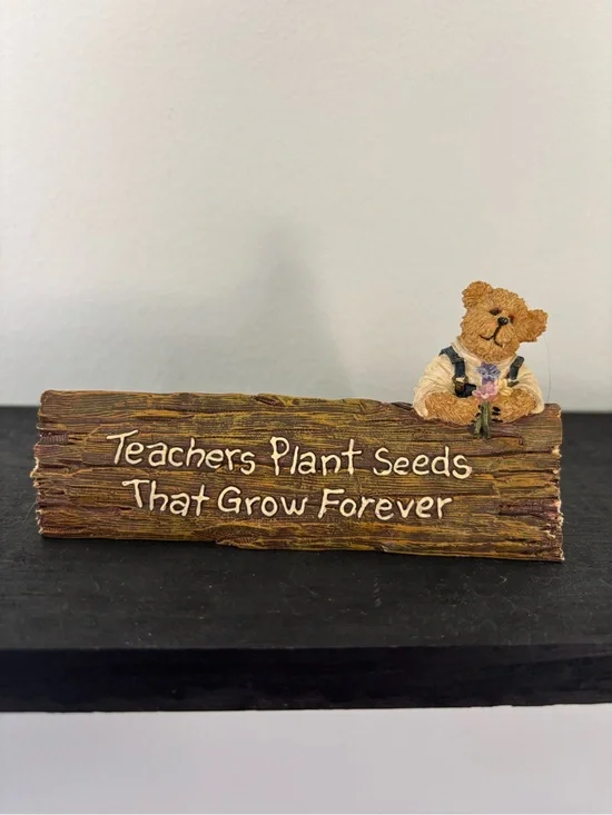 Boyds Collection Miss Bloominbear’s Desk Sign Teacher Bear 2006