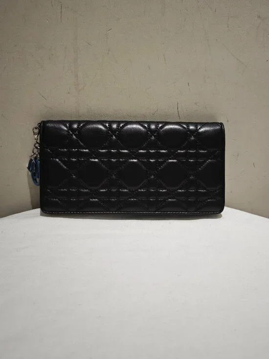 Dior Lady Dior Black Cannage Quilted Lambskin Long Wallet