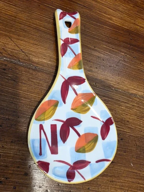 Anthropologie Tivoli Mono Spoon Rest Letter N Hand Painted