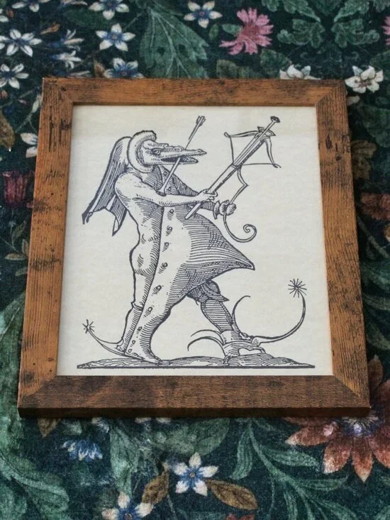 Medieval Bosch Monster Woodcut Art Print 8x10 Dark Academia Gothic Wall Decor
