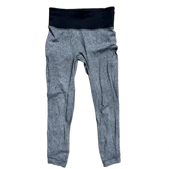 Lululemon Run the Day Crop Legging Tight High Waist‎ Fractal Dark Starlight Sz 6