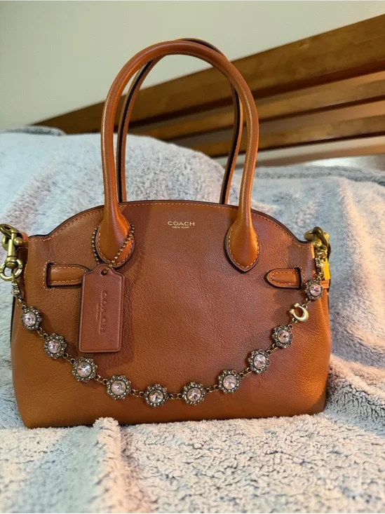Coach Empire Carryall 21 Toffee Leather Satchel Crossbody Bag