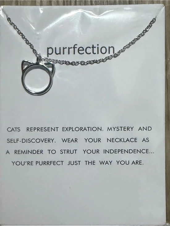 Source Unknown Silver Cat Ear Ring Necklace