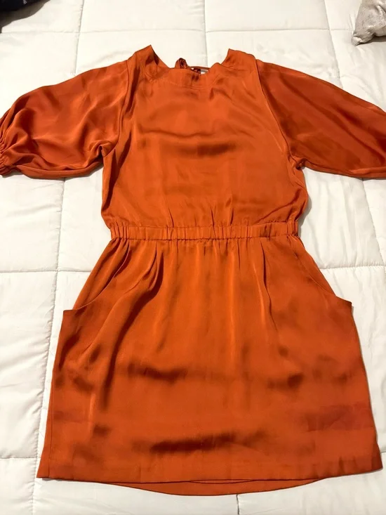 Michael Kors Burnt Orange Satin Short Dress